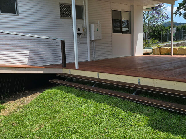 New deck after construction by the builder
